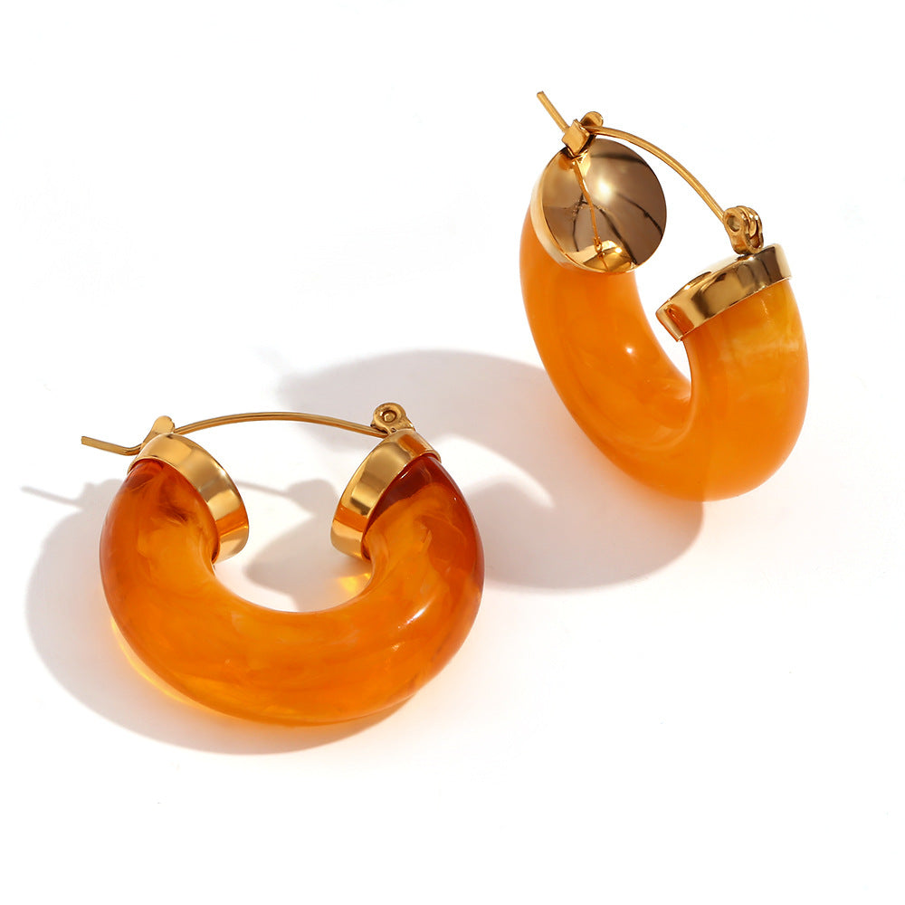 Vintage-Inspired Geometric Hollow Hammered Texture Stainless Steel 18K Gold Plated Earrings for Women