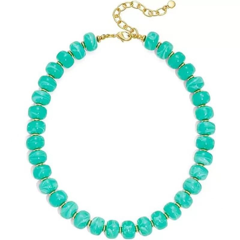 Luxury Heart Resin Pendant Acrylic Bead Necklace for Women