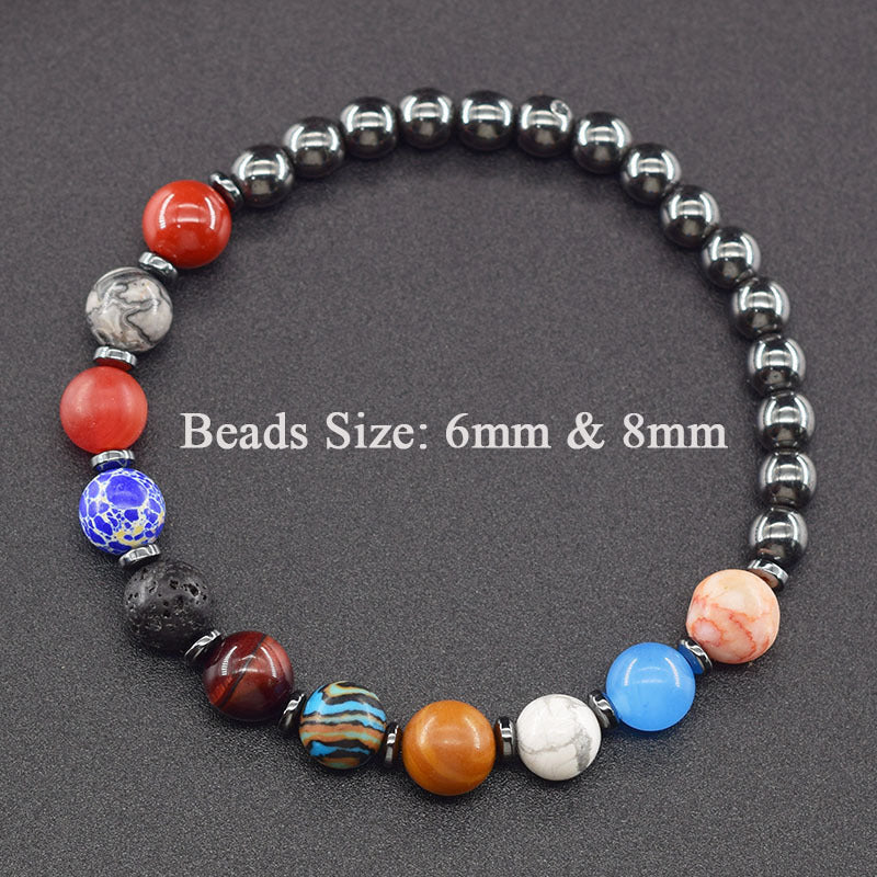 Classic Sweet Natural Gemstone Round Geometric Stretch Bracelet Unisex Jewelry Gift