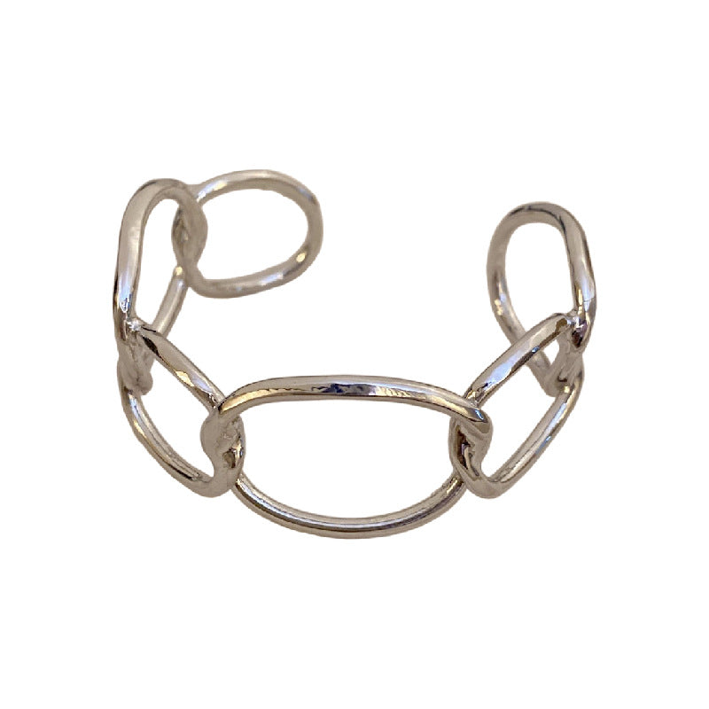 Pulsera Minimalista Geométrica de Metal con Cadena Gruesa de Eslabones Abiertos para Mujer