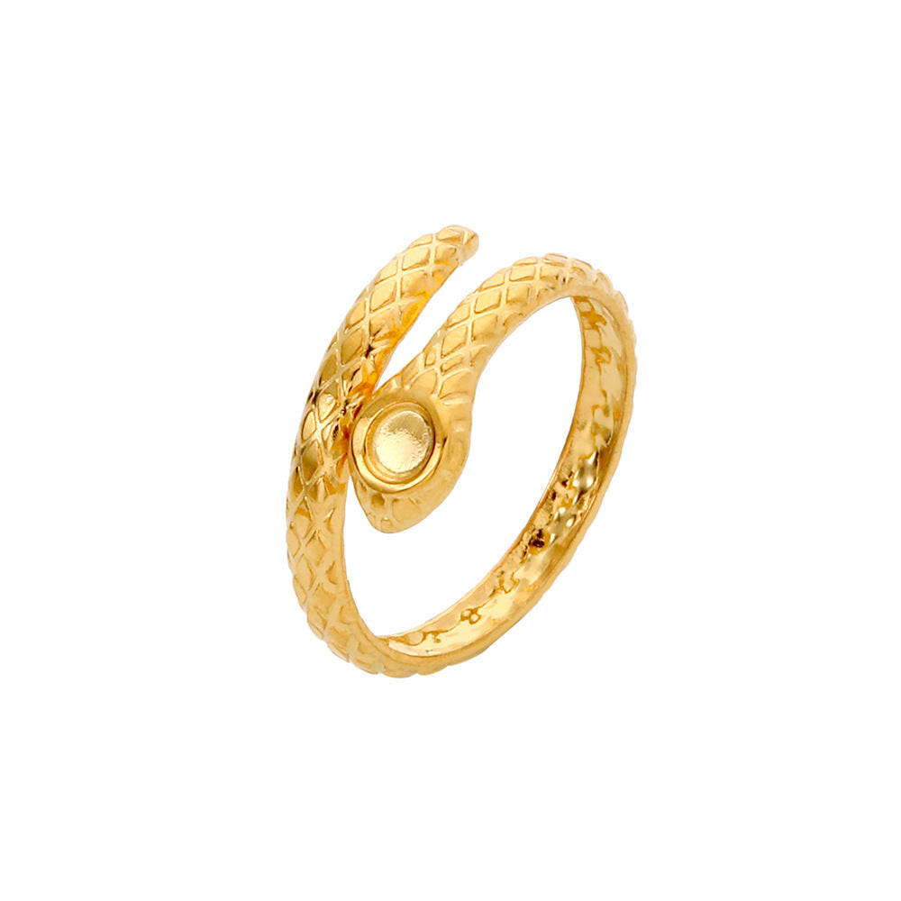Minimalist Geometric Round Hollow Plated Titanium Steel Open Ring for Unisex