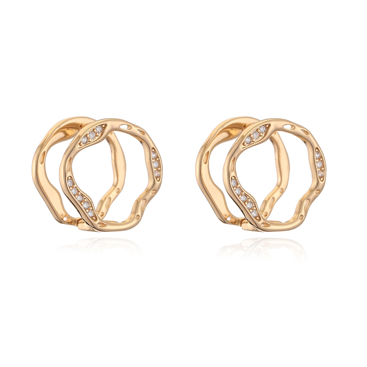 Minimalist Elegant Geometric Brass Gold Plated Cubic Zirconia Earrings