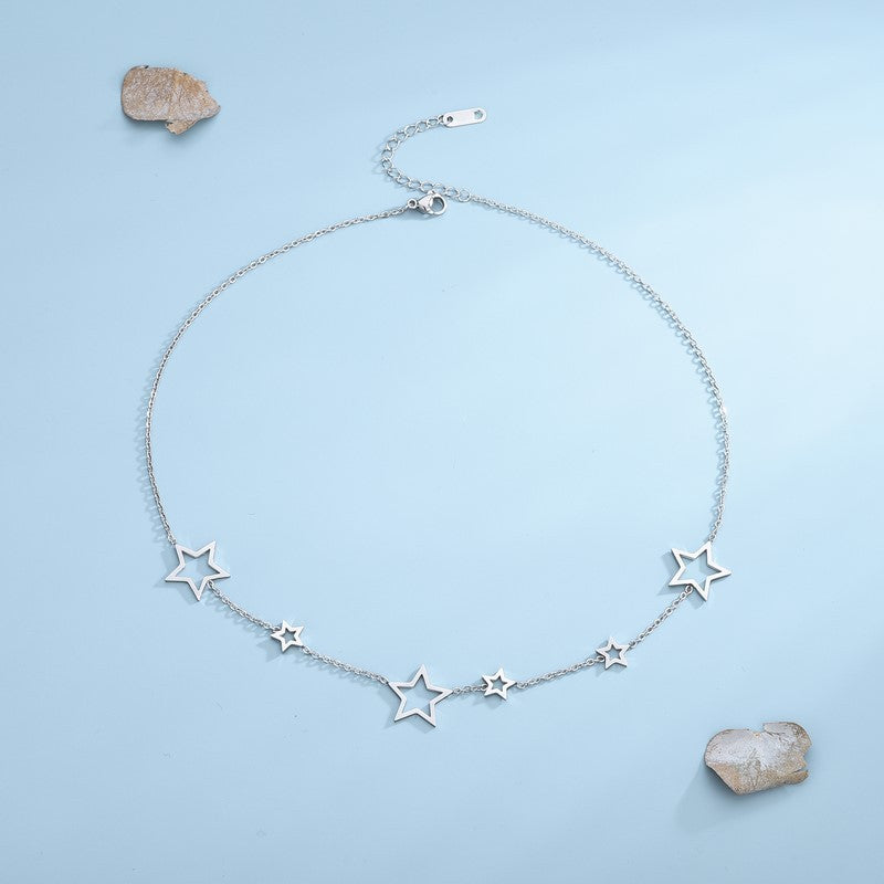 Minimalist Star Pendant Necklace for Women in Stainless Steel with Polished Finish Geometric Design