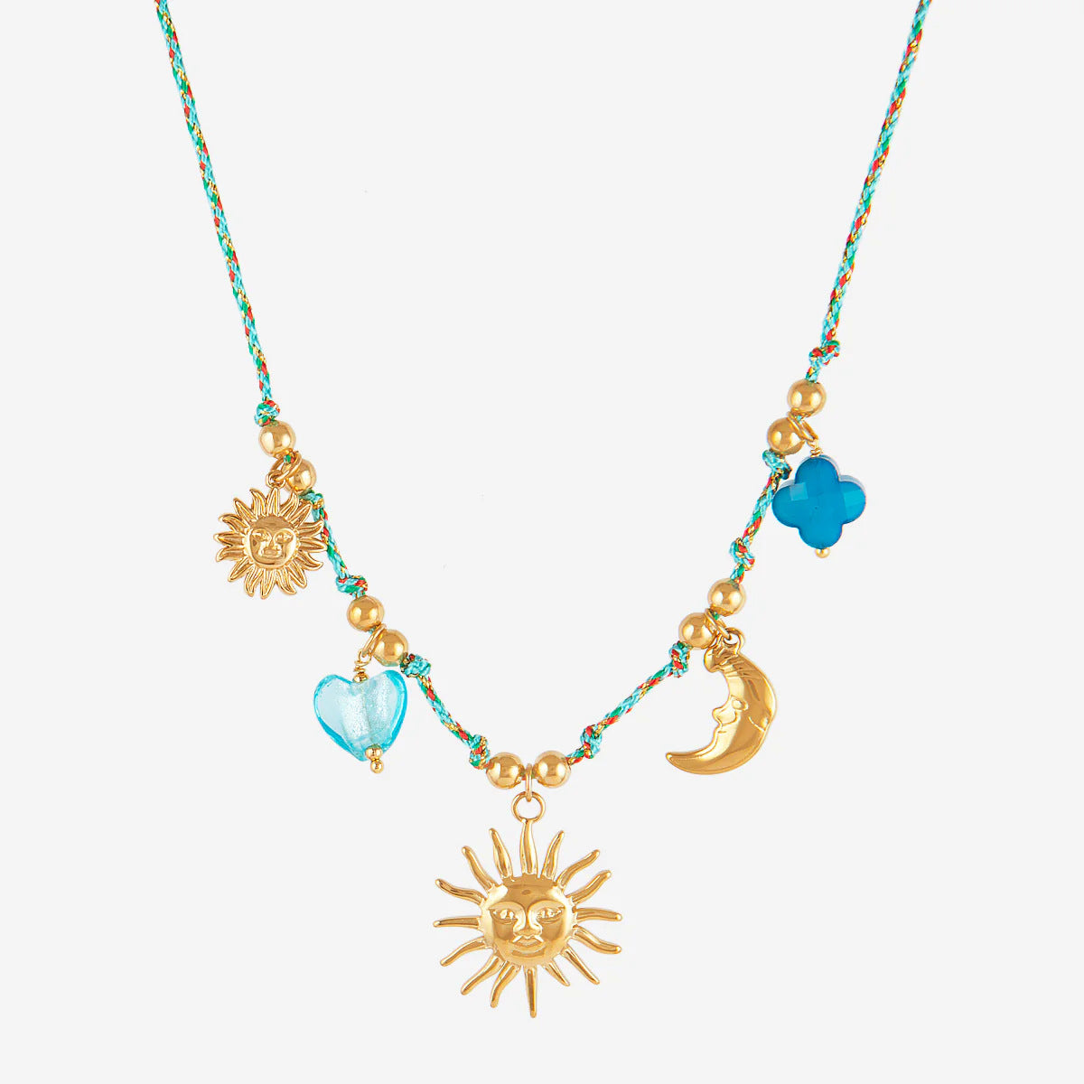 Fashion Unisex 18K Gold Plated Titanium Steel Necklace with Shell Starfish Whale Heart Pendants