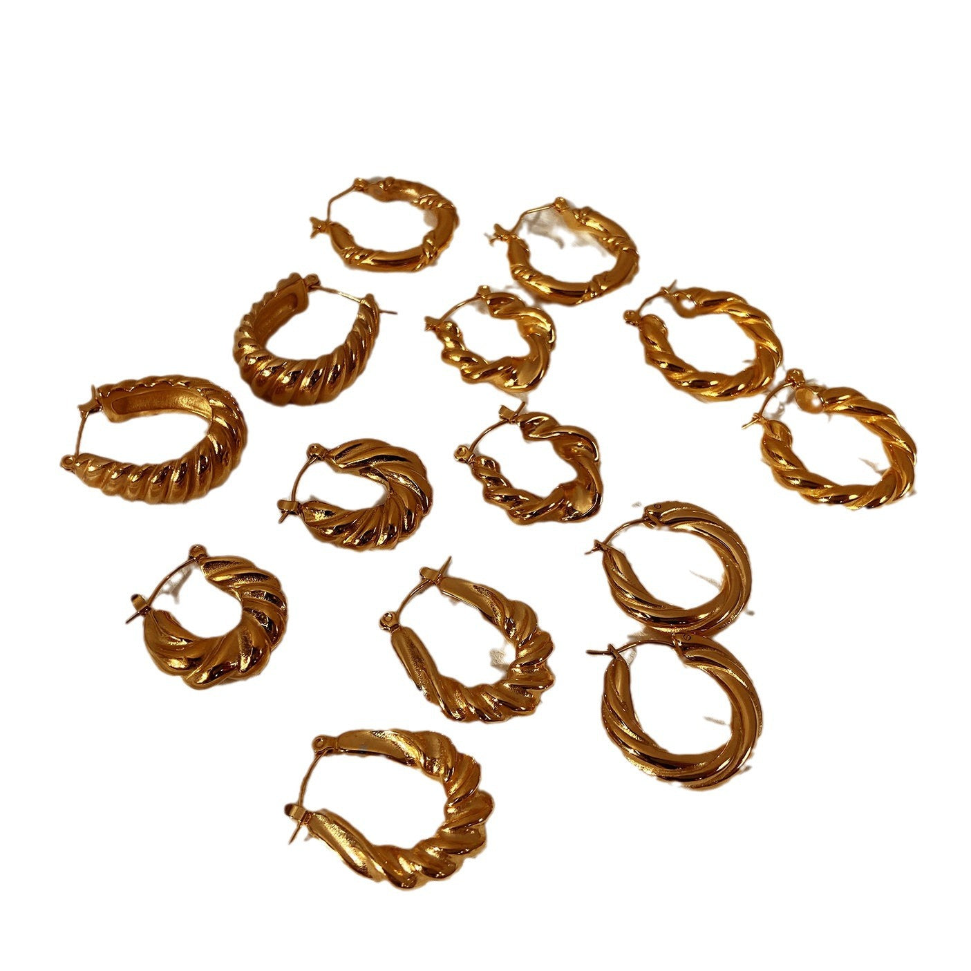 Minimalist Geometric Twisted Croissant-Shaped Gold-Plated Stainless Steel Stud Earrings for Women