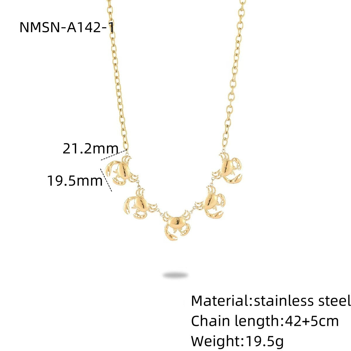 Pendientes y colgante de acero inoxidable con forma de cangrejo de moda para mujer con acabado chapado