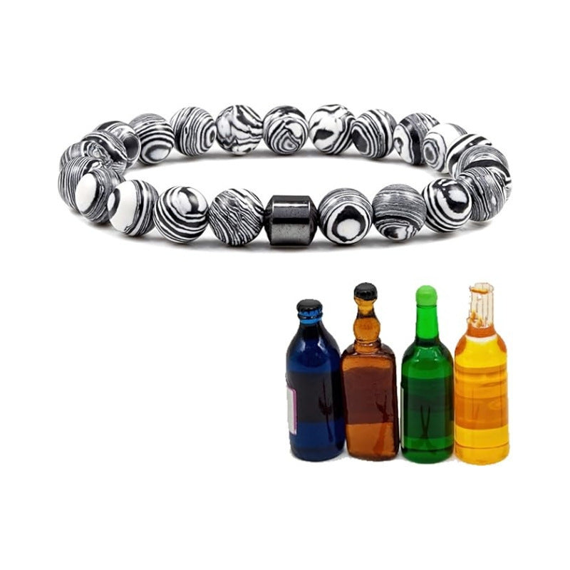 Unisex Magnetic White Pine Black Matte Tiger Eye Agate Beaded Bracelet Geometric Round Gemstone Jewelry