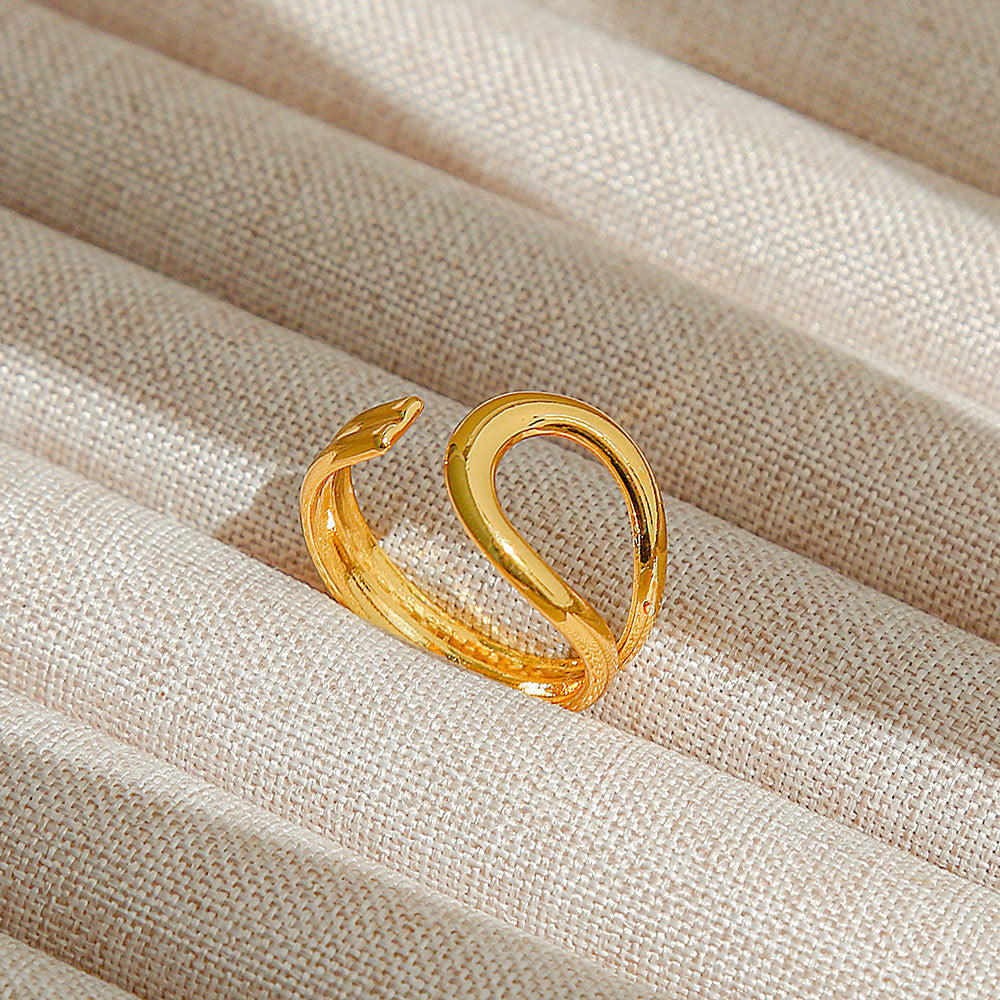 Anello regolabile in acciaio al titanio, stile hip hop geometrico, placcato per donna