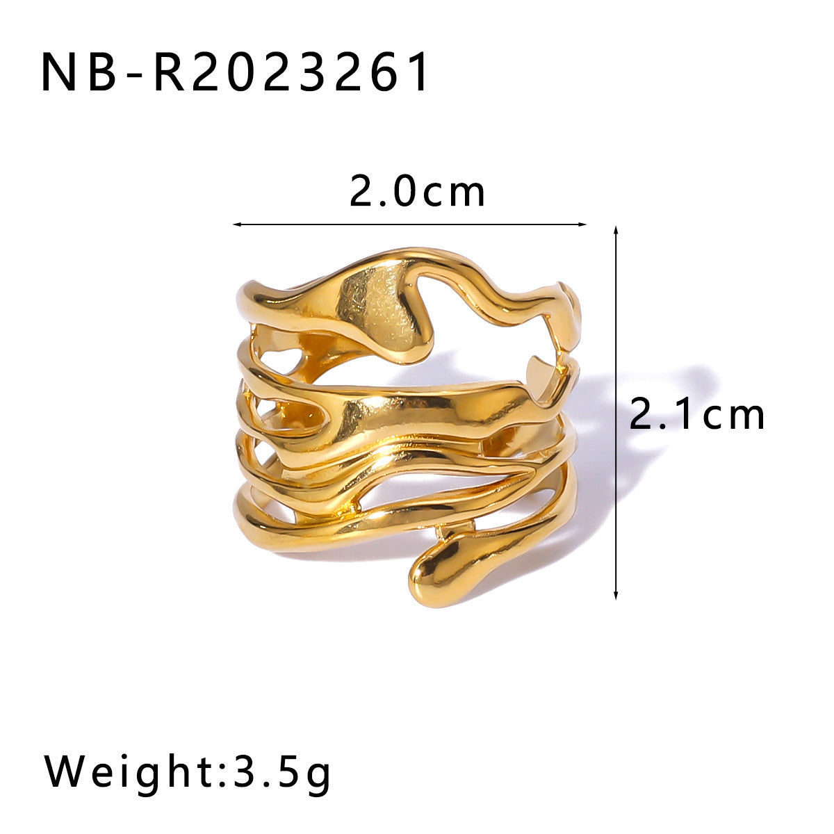 Minimalist Star-Shaped Geometric Stainless Steel Ring with 18K Gold Plating and Shell-Inspired Texture for Women