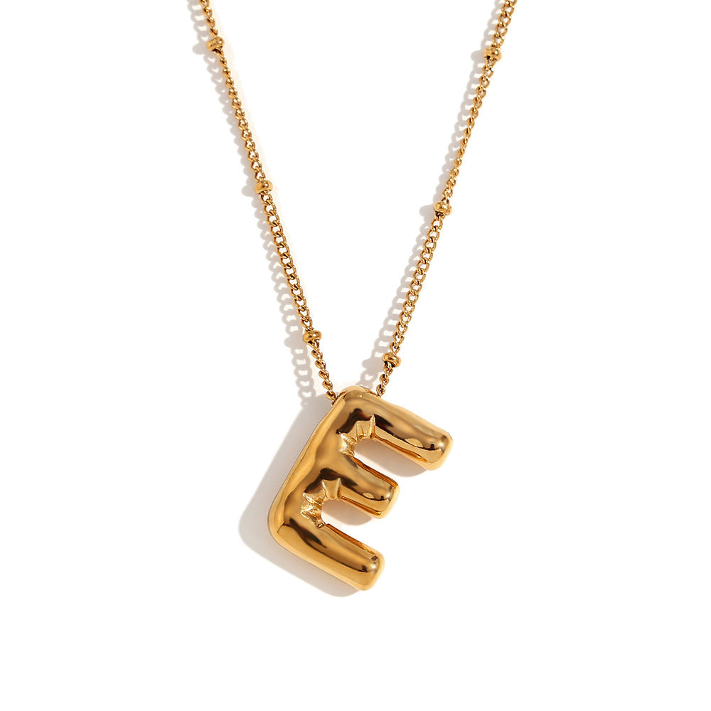Fashionable Letter-Shaped Stainless Steel Pendant Necklace with 18K Gold Plating for Women