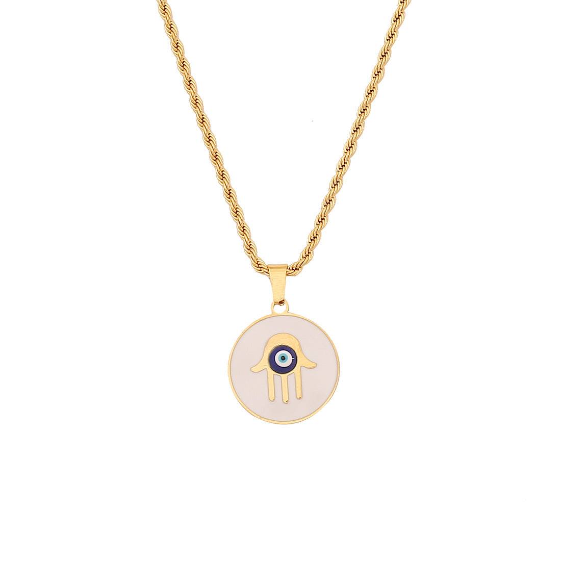 Collana Personalizzata in Acciaio Inossidabile con Smalto Geometrico a Occhio