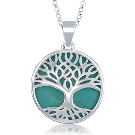 Collana girocollo minimalista con ciondolo rotondo a forma di albero della vita in acciaio inossidabile con finitura galvanica, unisex
