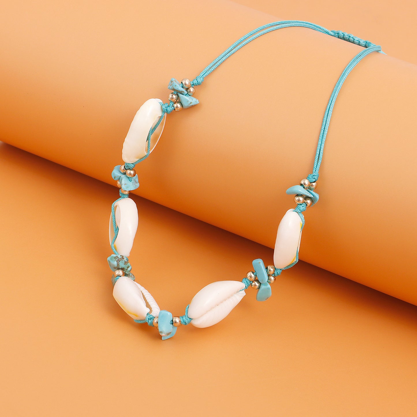 Tobillera Bohemia Geométrica de Concha Turquesa para Mujer con Construcción de Aleación y Diseño Minimalista