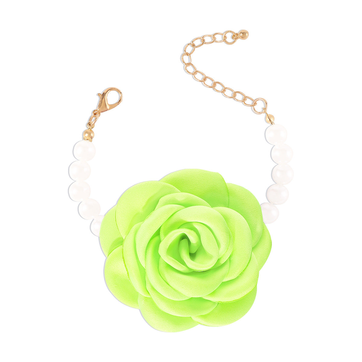 Pulsera floral dulce y atrevida con perlas de imitación y detalles de aleación, elegante diseño de rosa de té y rosa en banda de terciopelo