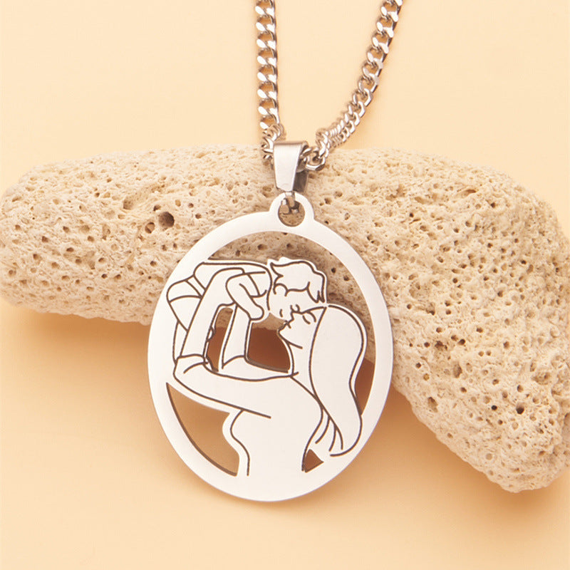Collana da donna minimalista geometrica in acciaio inossidabile con finitura placcata