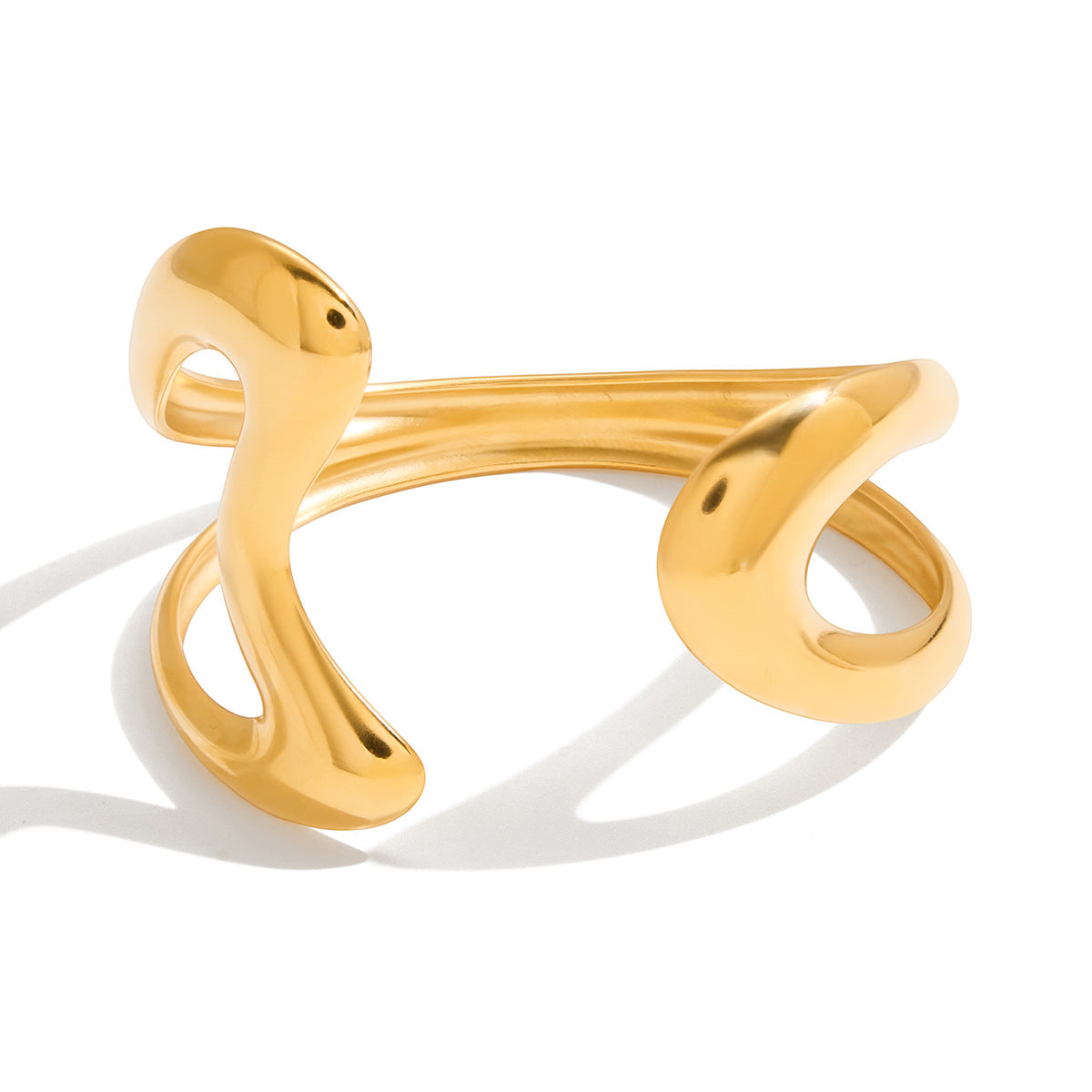 Pulsera de Acero Titanio Chapado en Oro Geométrico Minimalista para Mujer con Diseño de Apertura Ajustable