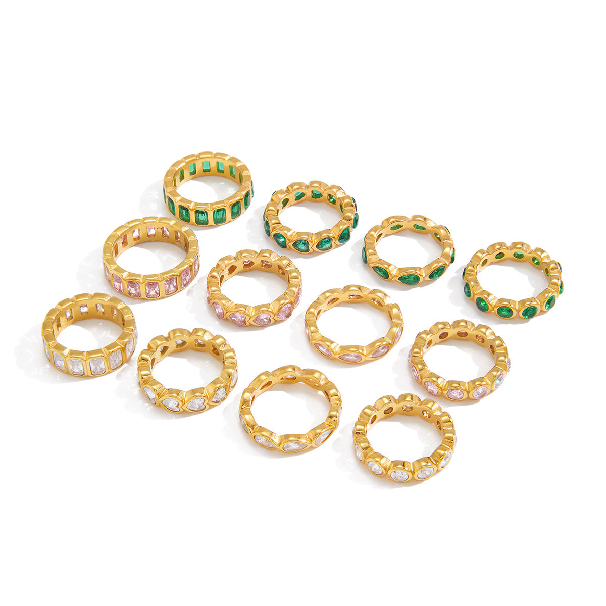 Elegant Geometric Heart Stainless Steel PVD Gold Plated Cubic Zirconia Ring for Women