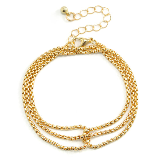 Bracciale in metallo punk minimalista in stile francese con catena intrecciata e finitura galvanizzata a forma geometrica