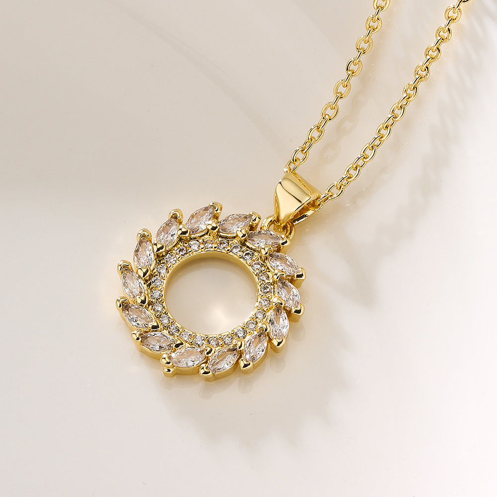 Minimalist Geometric Pendant Necklace for Women in Copper with Real Gold Plating and Micro-Pave Zirconia