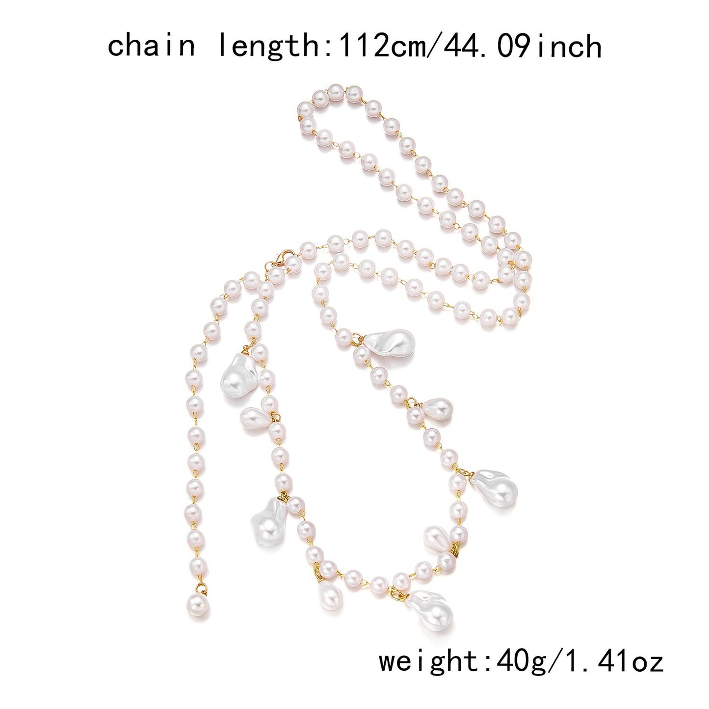 Geometric Imitation Pearl Plated Chain Necklace for Women