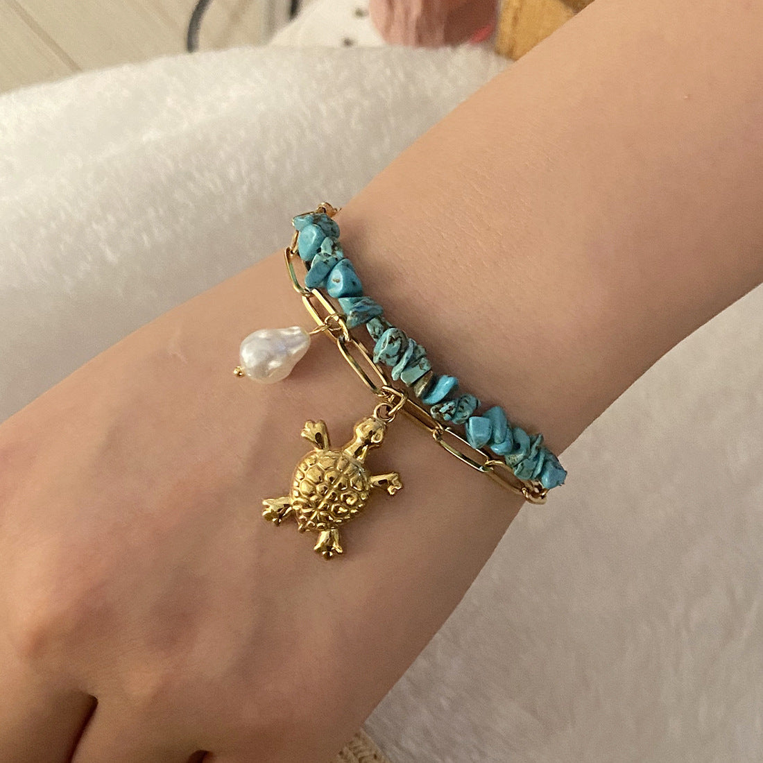 Bracciale da donna in acciaio inossidabile tartaruga placcato Fashion OL