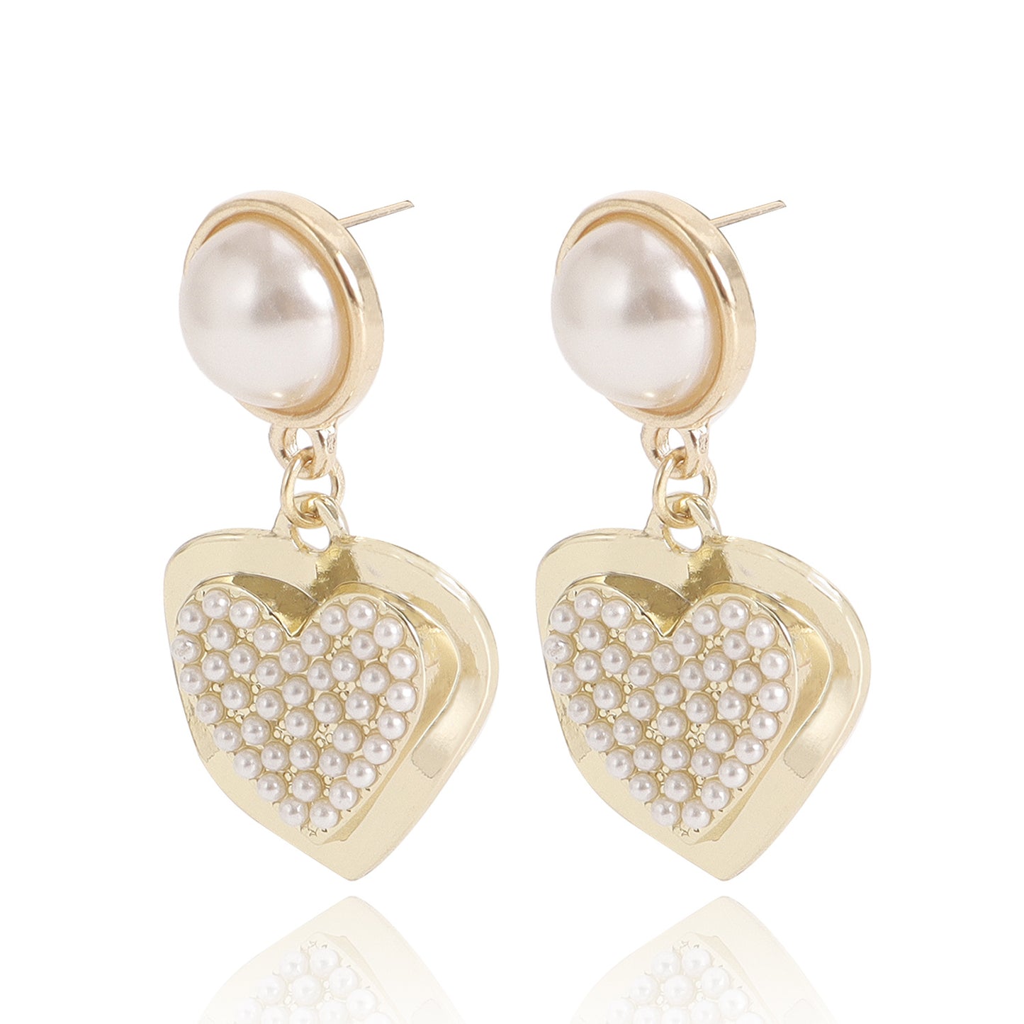 Minimalist Heart-Shaped Alloy Pendant Earrings with Gold Plating for Women