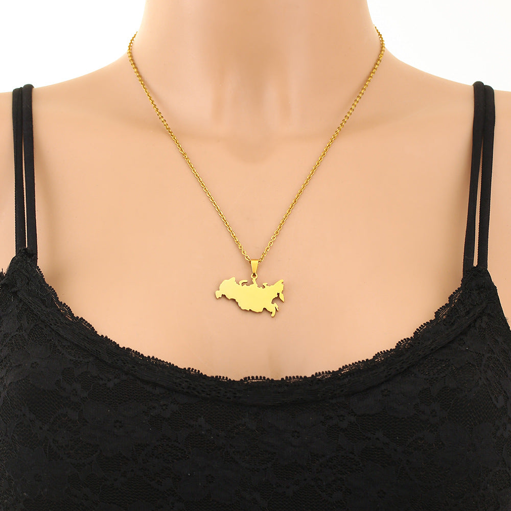 Collana con Ciondolo Geometrico Minimalista in Acciaio Inossidabile con Charm in Acciaio al Titanio e Finitura Placcata, Unisex