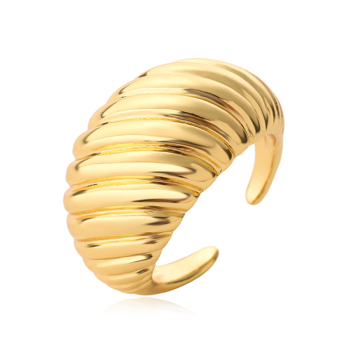 Minimalist Geometric Open Ring for Women Made of Brass with Real Gold Plating Micro-Pave Detailing