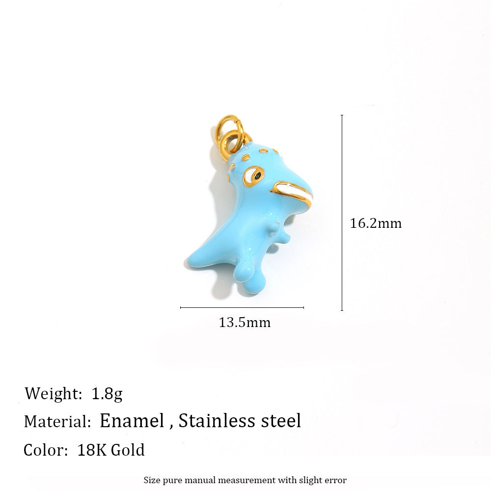 18K Gold Plated Drip Oil Animal Shape Stainless Steel Charm Bar