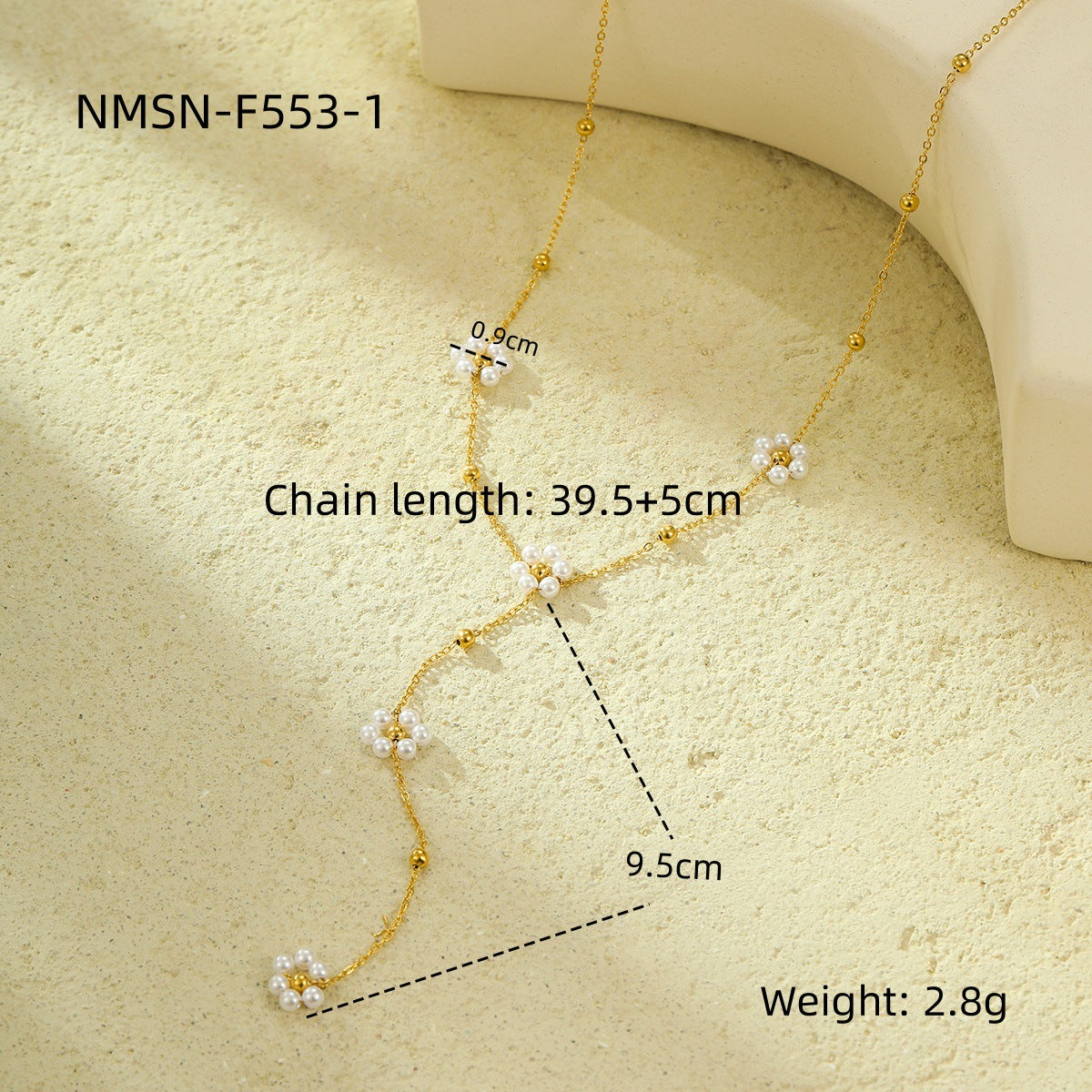 Collana alla clavicola floreale di tendenza con ciondolo geometrico in acciaio inossidabile con finitura galvanica per donna