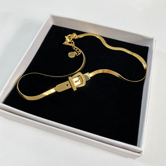 Collana girocollo da donna a catena serpente, minimalista, geometrica, dolce e fresca, in acciaio al titanio