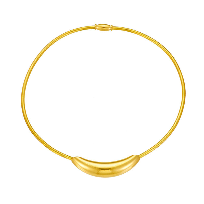 Minimalist Round Titanium Steel Necklace with Plated Finish for Women