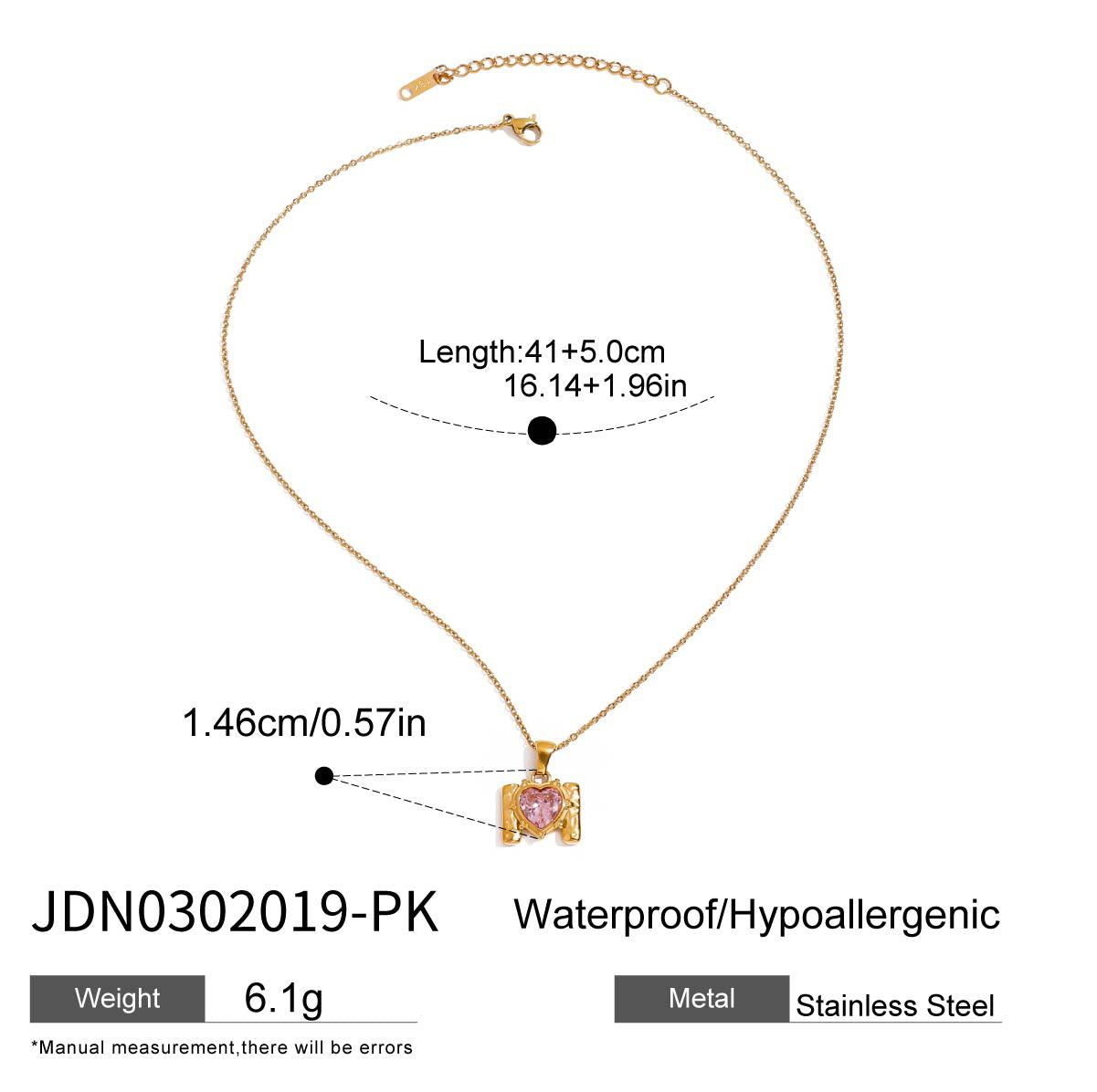 Minimalist Heart Geometric Stainless Steel PVD Plated Necklace for Women