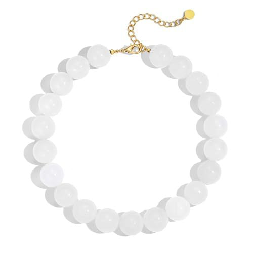 Casual Round Acrylic Bead Necklace Polished Ball Chain Women's Fashion Choker