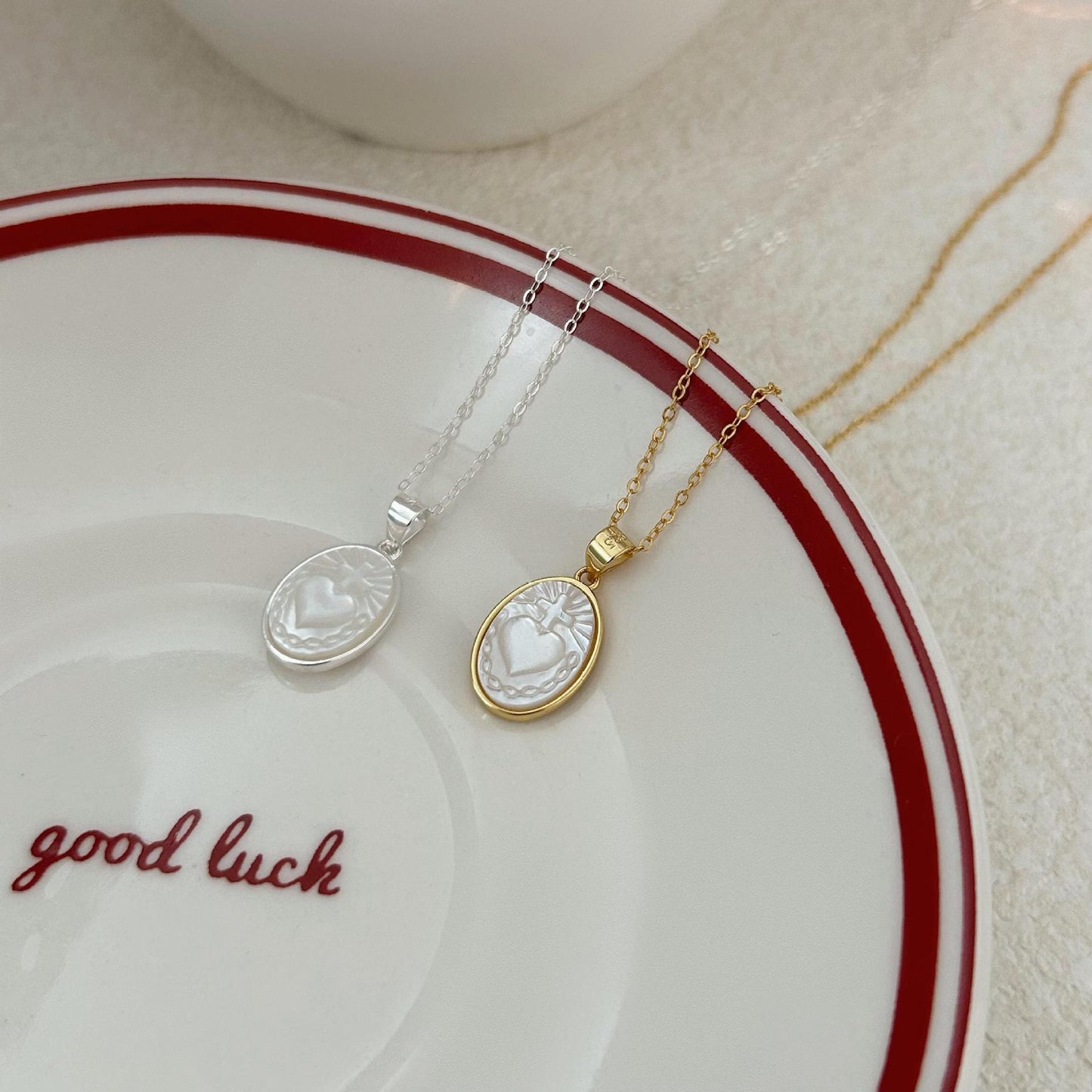 Minimalist Heart-Shaped 925 Sterling Silver Necklace with Gold Plating on Cross Chain for Women