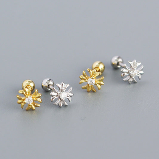 Pendientes de plata de ley 925 con diseño geométrico de cruz e incrustaciones de diamantes de imitación para mujer