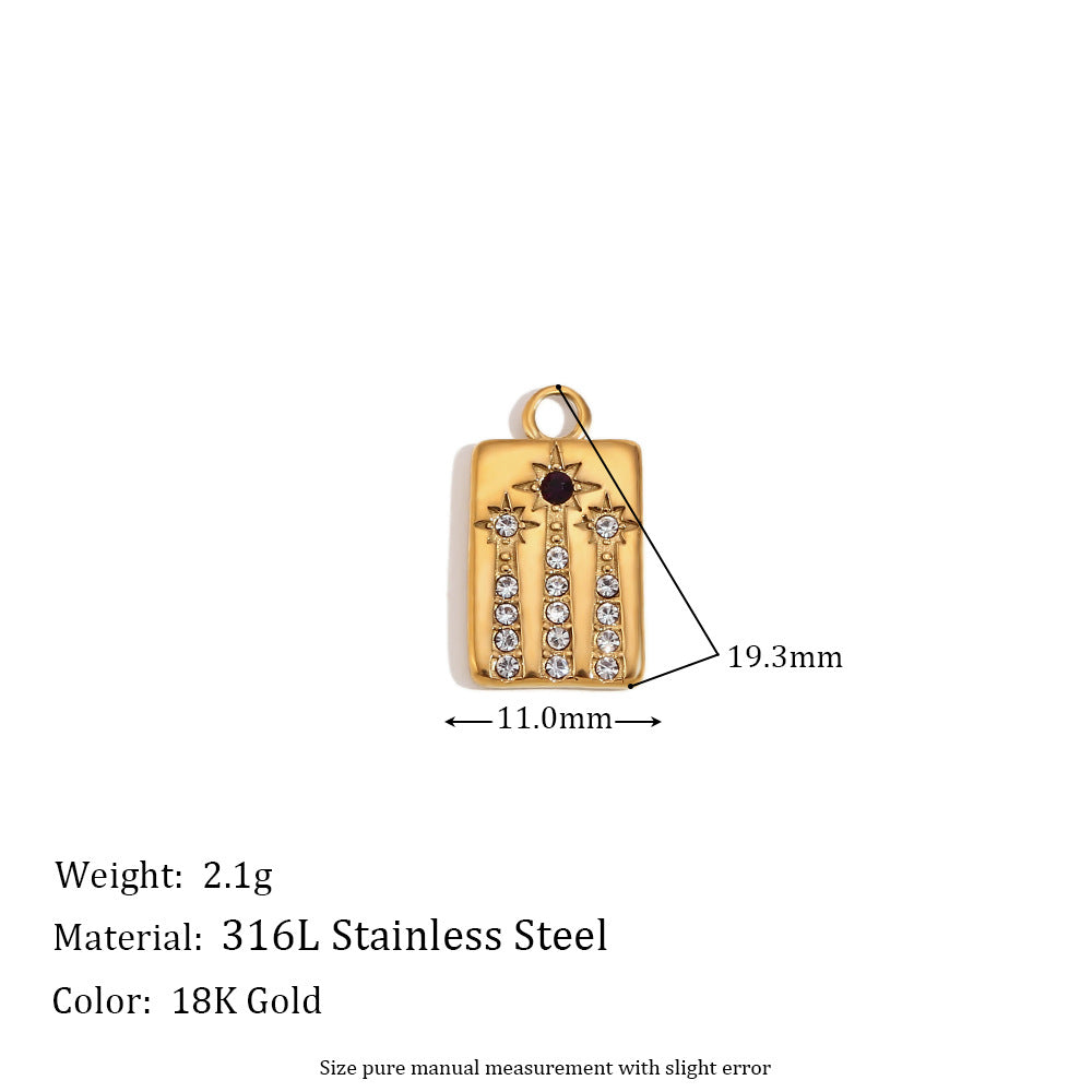 Minimalist Geometric Heart Pendant for Women Stainless Steel with 18K Gold Plating and Micro-Pave Colored Rhinestones