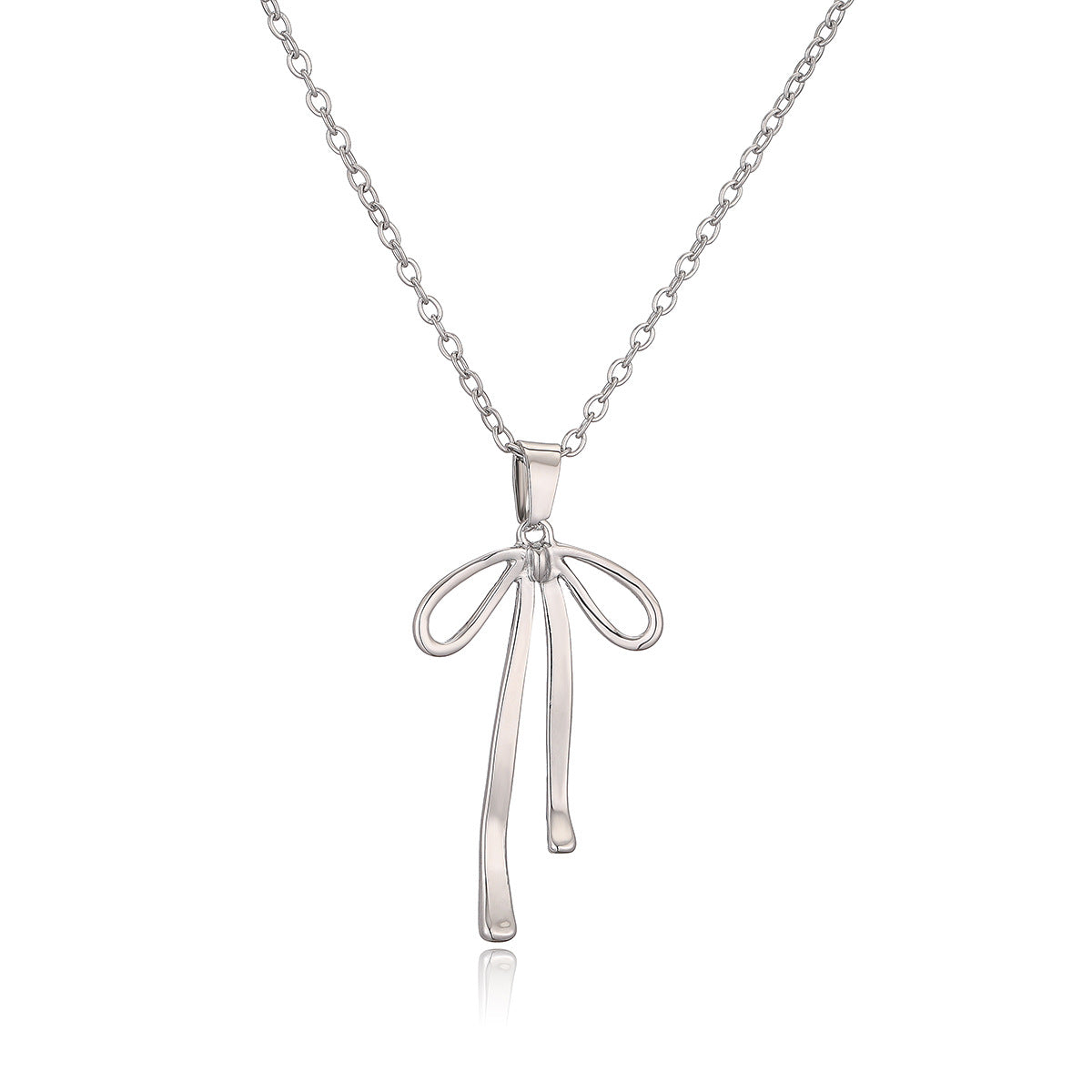 Collana da donna minimalista a forma di fiocco con base in rame e placcatura in oro vero