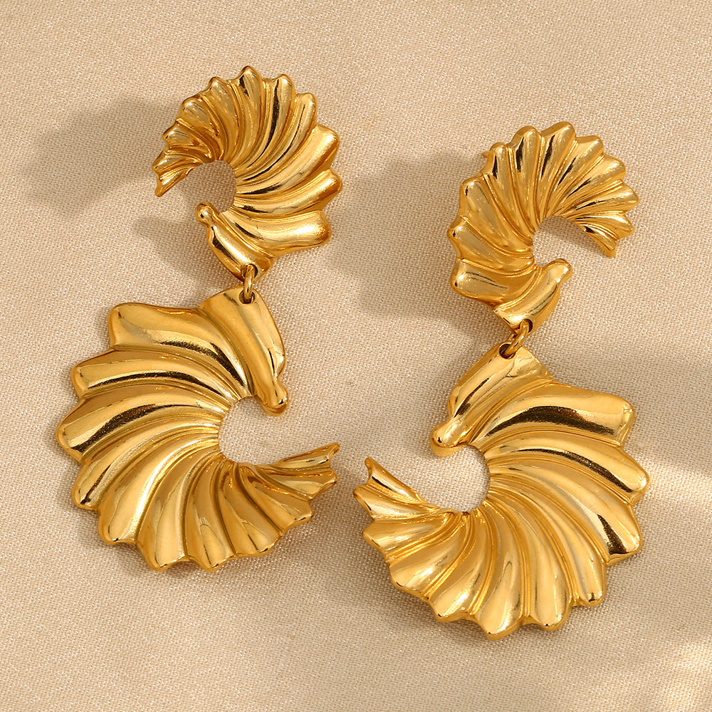 Minimalist Geometric Stainless Steel Earrings with 18K Gold Plating for Women
