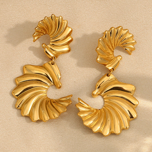 Minimalist Geometric Stainless Steel Earrings with 18K Gold Plating for Women