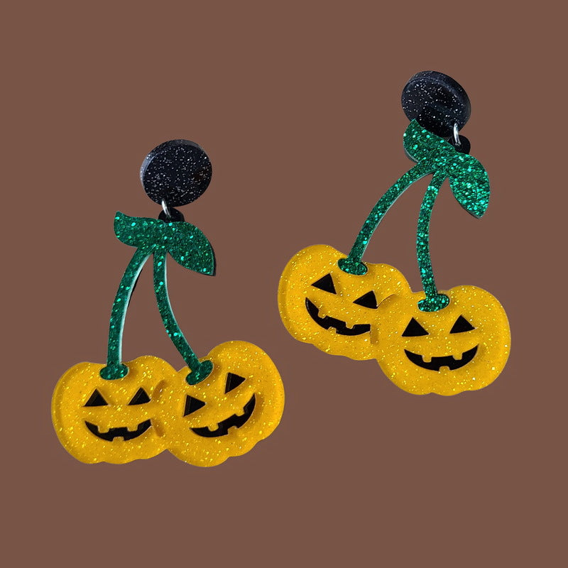 Pendientes acrílicos de Halloween con diseño de calavera, fantasma, demonio y acabado esmaltado para mujer, forma geométrica, divertidos, joyería de disfraz