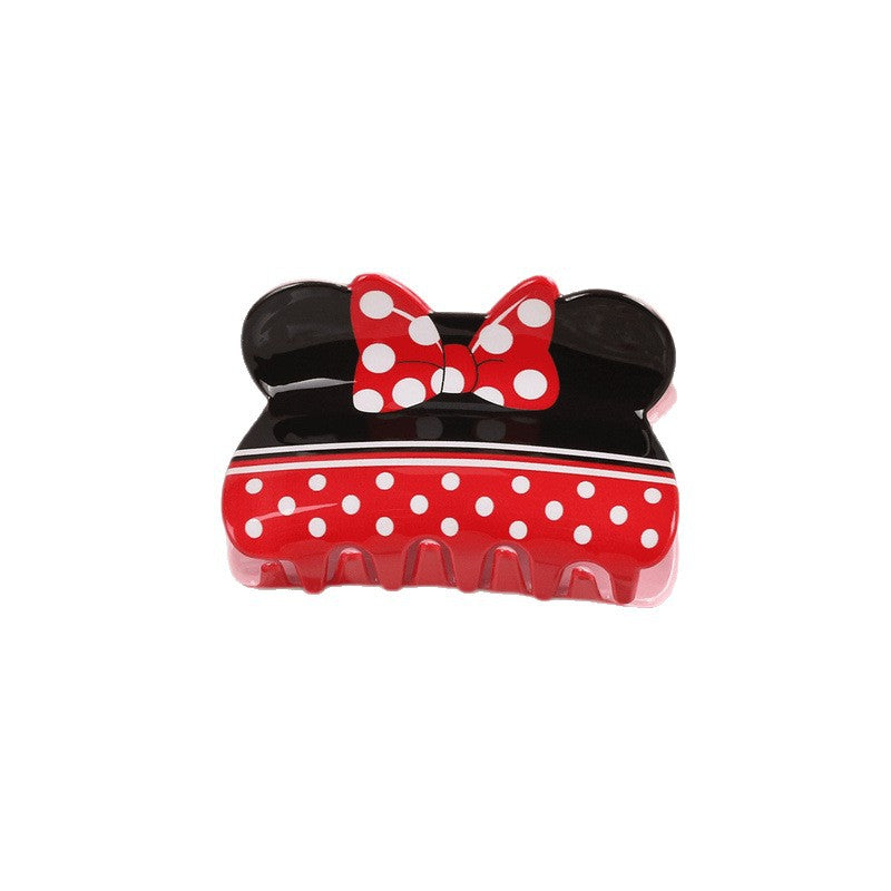 Cute Elegant Bow-Shaped Hair Claw for Kids Acrylic Hair Clip with Ruffled and Netted Details Princess Style Hair Accessory