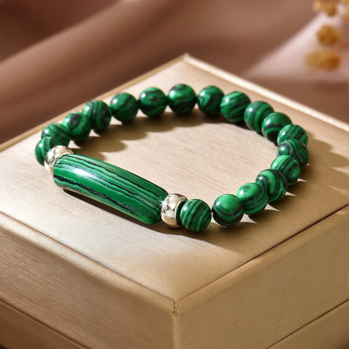 Geometric Square Turquoise Beaded Bracelet Unisex Handmade Jewelry