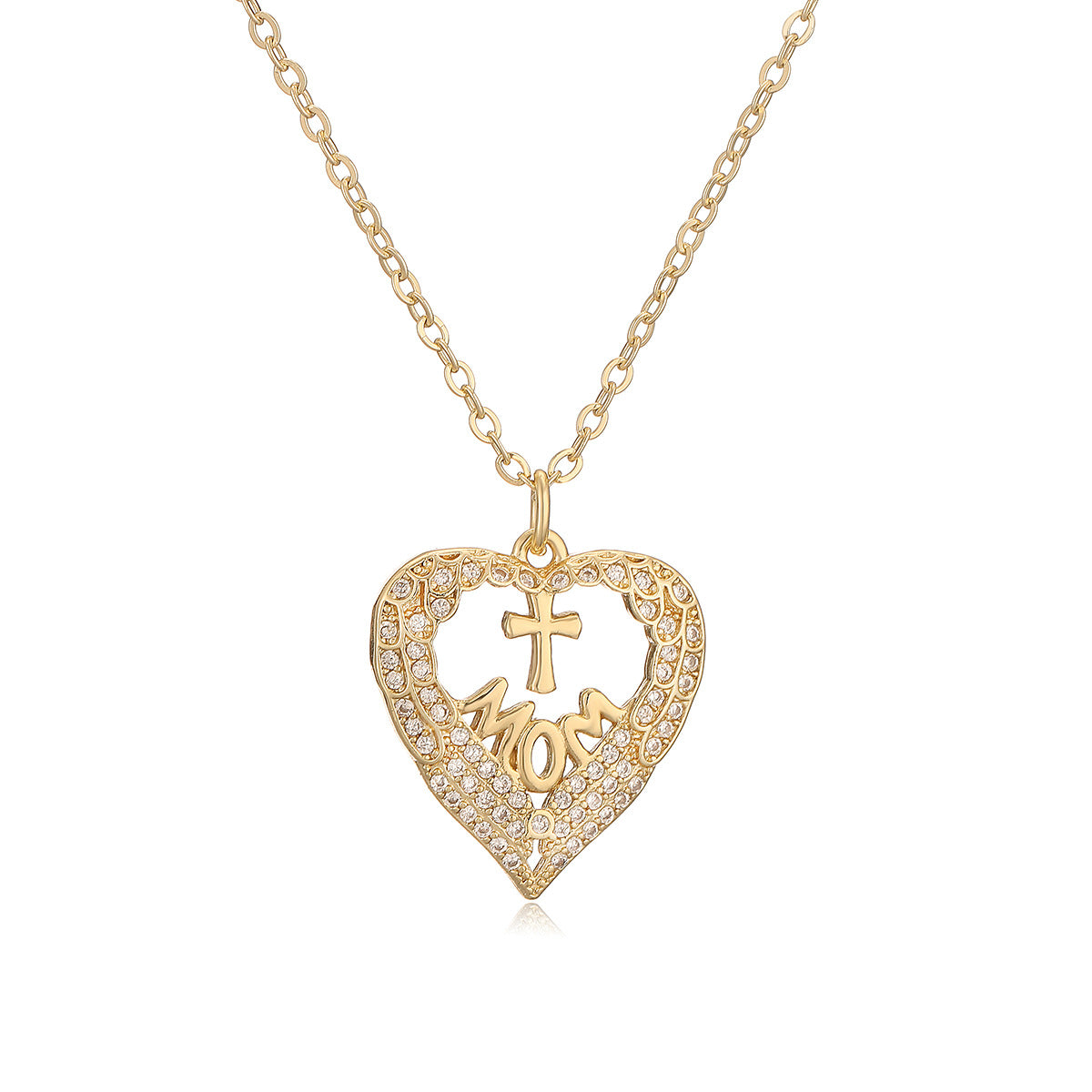 Collana con pendente a cuore minimalista in rame placcato oro vero e zirconi per donna