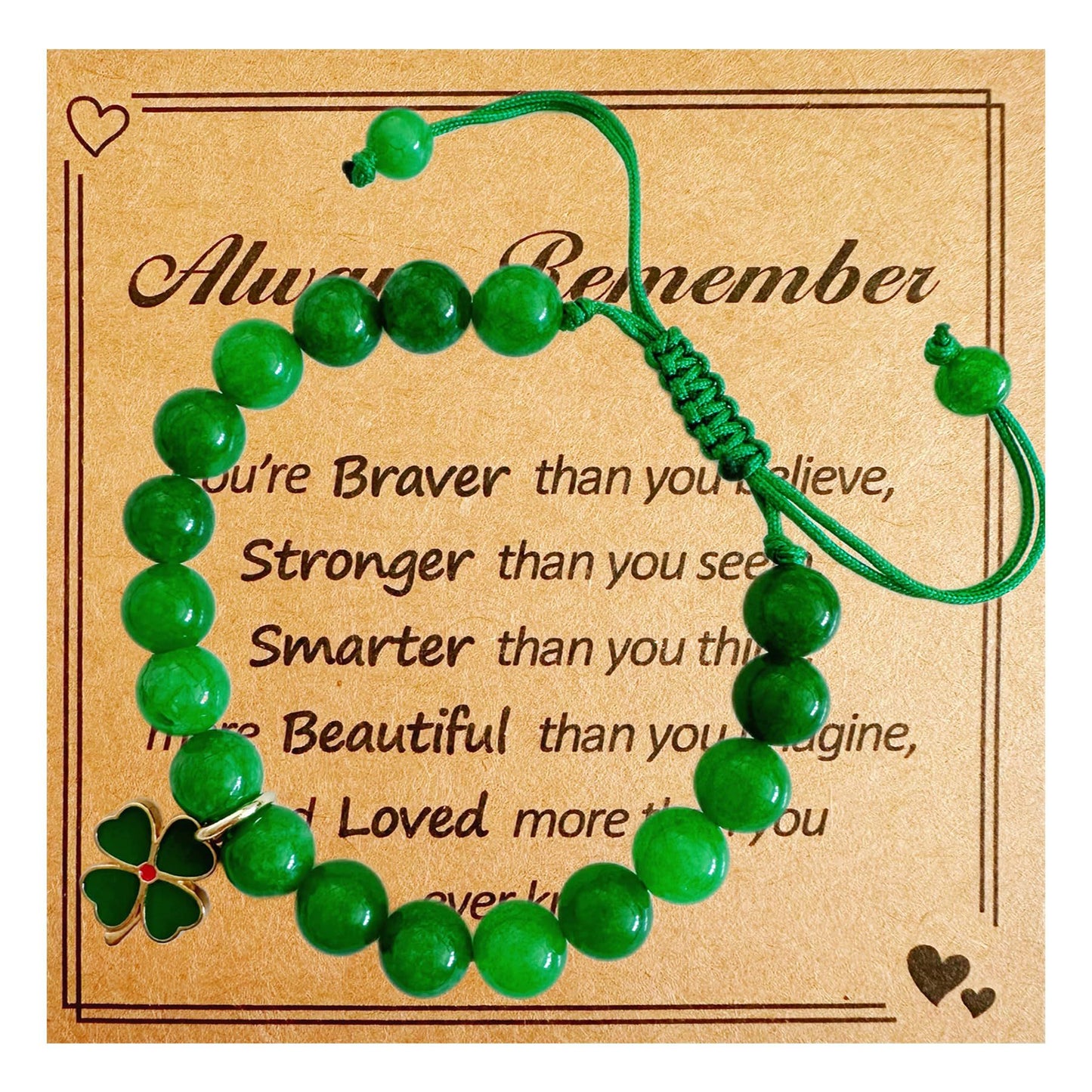 Elegant Four Leaf Clover Plant Floral Beaded Stretch Bracelet Unisex St. Patrick's Day Jewelry
