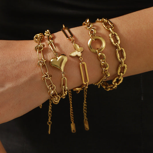 Pulsera geométrica de acero inoxidable chapado para mujer con estilo retro de Instagram y diseño contemporáneo único