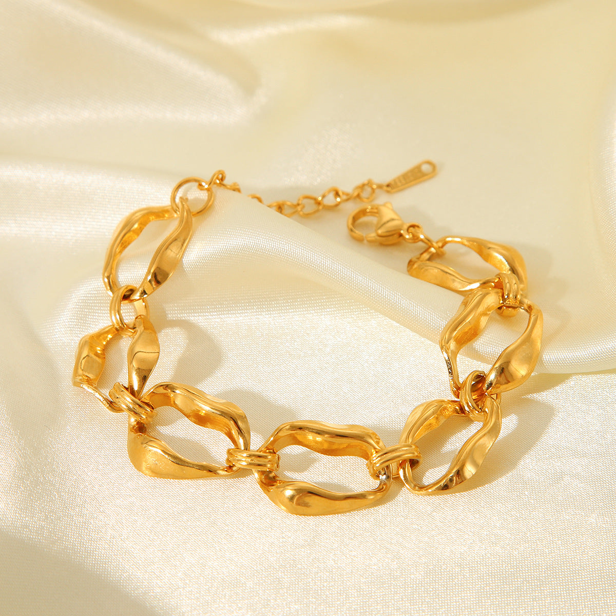Bracciale Irregolare Geometrico in Acciaio al Titanio da Donna con Placcatura in Oro 18K Catena in Acciaio Inossidabile Stile Minimalista Instagram