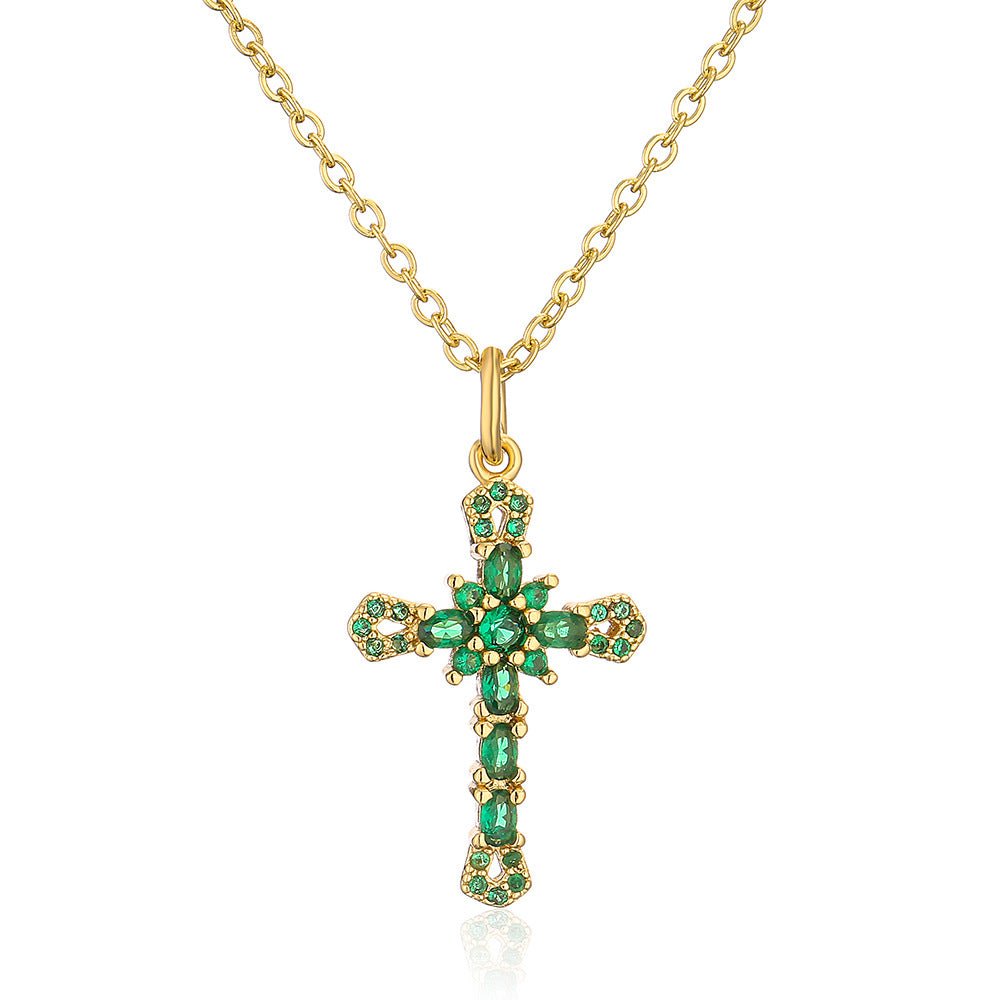 Geometric Pendant Necklace for Women Made of Brass with 18K Gold Plating and Micro-Paved Zirconia, Minimalist Luxury Fashion Accessory