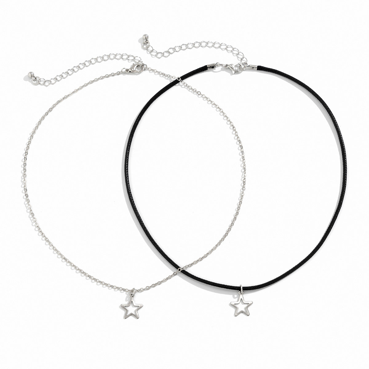 Collar Minimalista de Acero de Titanio con Colgante de Estrella, Diseño Geométrico y Cadena Fina Bañada