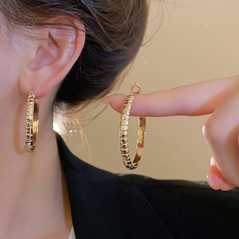 Orecchini a Cerchio Geometrici in Ferro Placcato Argento da Donna, Stile Minimalista Casual per Ufficio, Gioielli Eleganti di Ispirazione Vintage per Tutti i Giorni